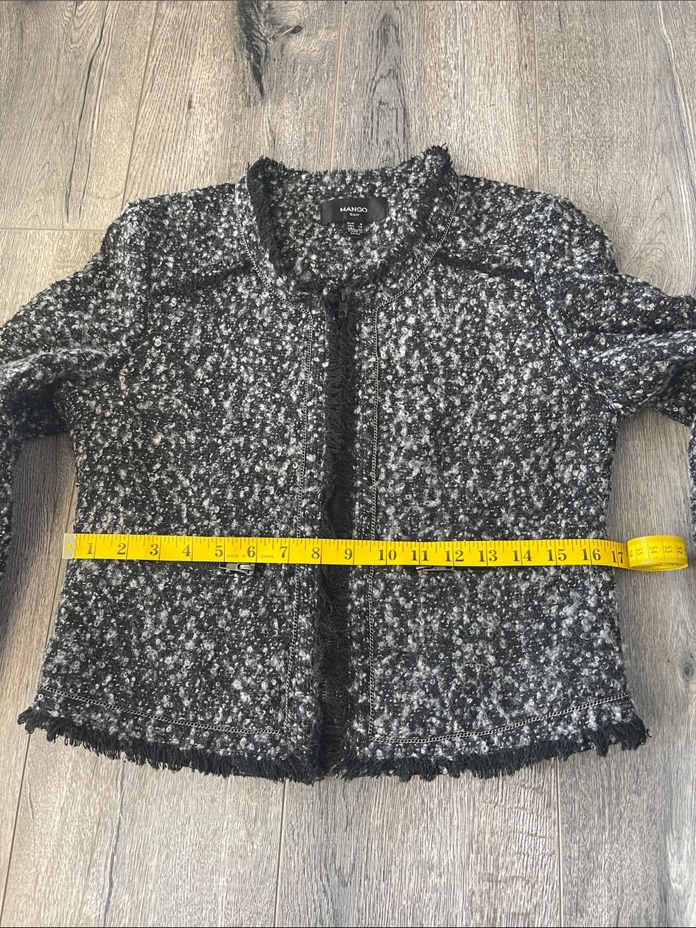 Mango Black and White Tweed Cropped Jacket - Picture 6 of 11